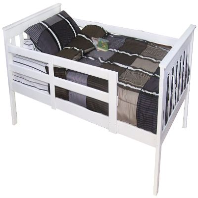 Furniture Barn USA- Twin Size Mission Syle Bed with Safety Rails- Painted, Stained or Unfinished Pine, White