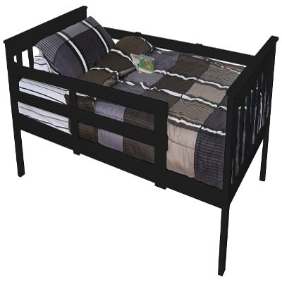 Furniture Barn USA- Twin Size Mission Syle Bed with Safety Rails- Painted, Stained or Unfinished Pine, Black