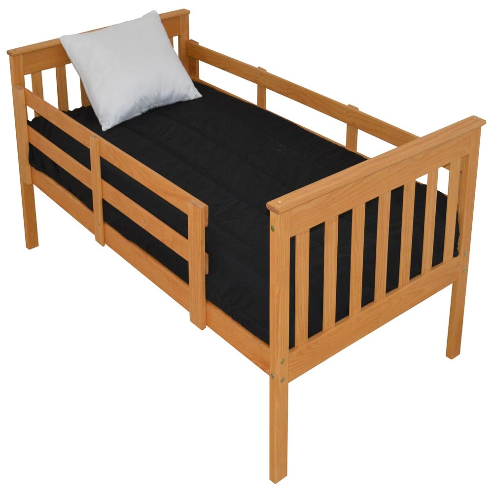 Furniture Barn USA- Twin Size Mission Syle Bed with Safety Rails- Painted, Stained or Unfinished Pine, Honey Stain