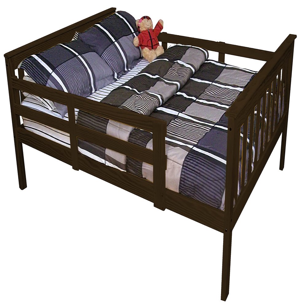 Furniture Barn USA- Full Size Mission Syle Bed with Safety Rails- Painted, Stained or Unfinished Pine, Coffee
