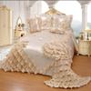 OctoRose Royalty Oversized Cream Wedding Bedding Bedspread | Cute Bed Set for Twin Size (76 x 96) | Aesthetic, Romantic and Fluffy | 5-Piece Set with 2 Pillow Sham, 1 Square Pillow, and 1 Neck Rol view 1