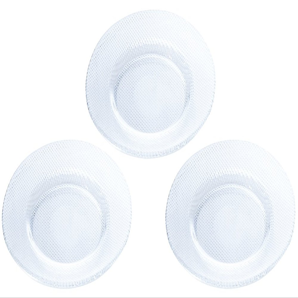 Aderia F-62607 Glass Plate, Clear, Maximum 11.0 x 0.8 inches (28 x 2.1 cm), Plate, Plaid Pattern, Set of 3, Made in Japan