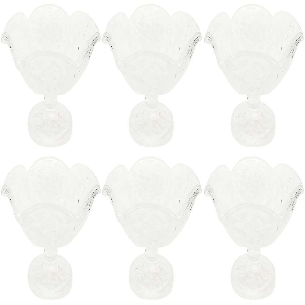 ADERIA F49642 Dessert Glass Cup, 5.9 x 3.5 inches (15 x 9 cm), Naruto Frappe Dessert Pot, Flowers, Set of 6, Made in Japan