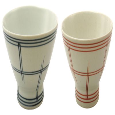 24to3(Nishitomi) Hasami Ware Wayama Kiln Lattice Kurawanka Rice Bowl, Pair