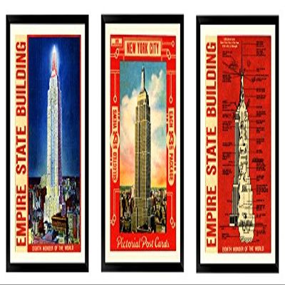 1930's New York Empire State Building Poster Set of 3 Framed Prints Custom Framed A+ Quality