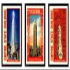 1930's New York Empire State Building Poster Set of 3 Framed Prints Custom Framed A+ Quality view 1