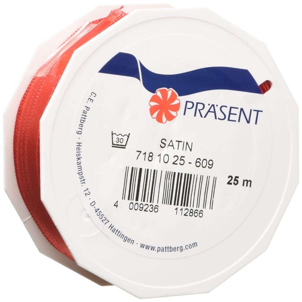 PRSENT C.E. Pattberg Satin red Gift Ribbon, 27 Yards for Wrapping Gifts, 0.39 inches Width, Ribbon for Decorating & Crafting, Decorative Ribbon for Gifts, for Every Occasion