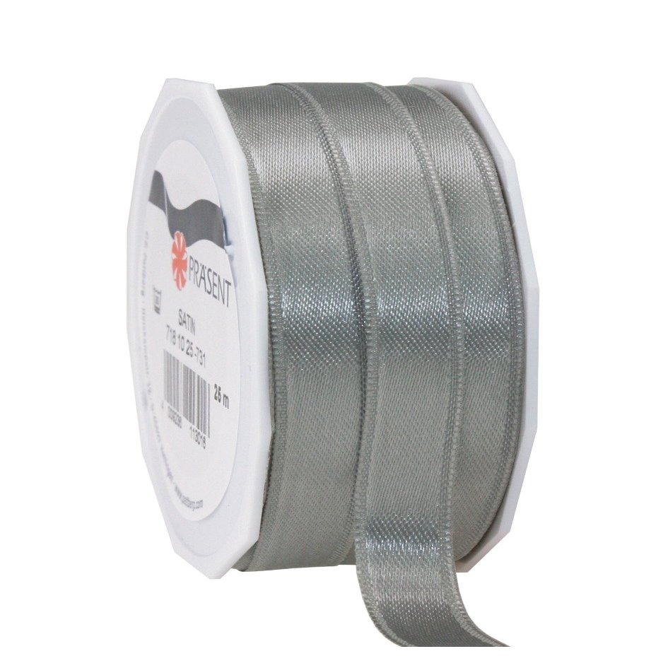 PRSENT C.E. Pattberg Satin Slate (Grey) Gift Ribbon, 27 Yards for Wrapping Gifts, 0.39 inches Width, Ribbon for Decorating & Crafting, Decorative Ribbon for Gifts, for Every Occasion