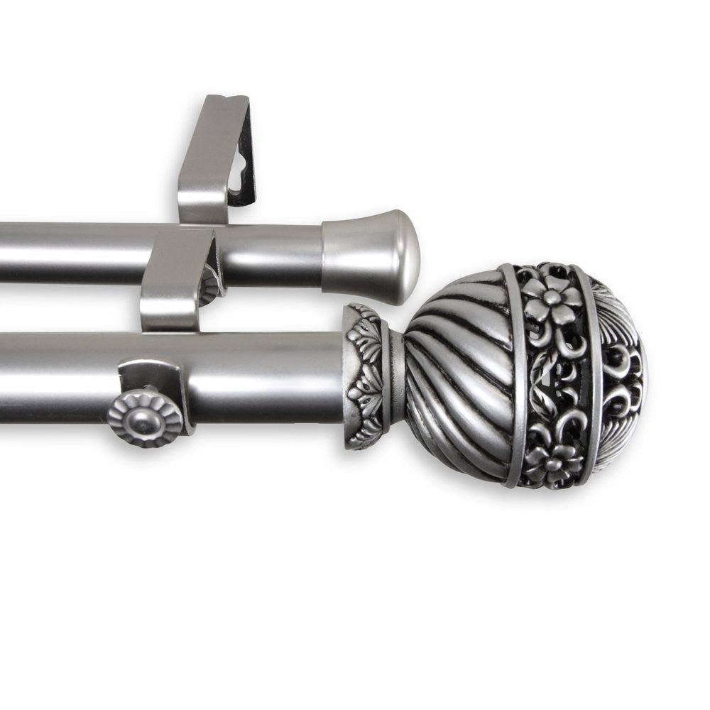 A&F Rod Dcor - Sonnet Double Curtain Rod 1 inch Diameter, 120-170 inch - Satin Nickel