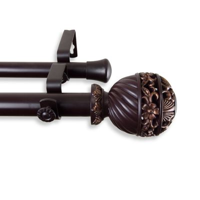 A&F Rod Dcor - Sonnet Double Curtain Rod 1 inch Diameter, 120-170 inch - Mahogany
