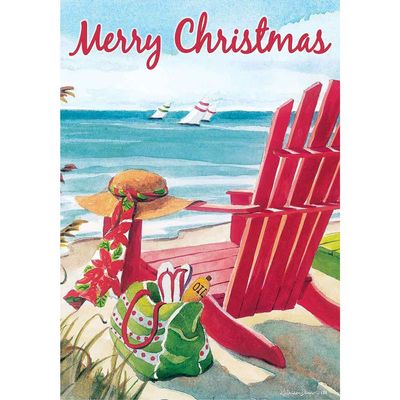 " Coastal Christmas " - Double Sided, Garden Size, 12 Inch X 18 Inch Decorative Flag