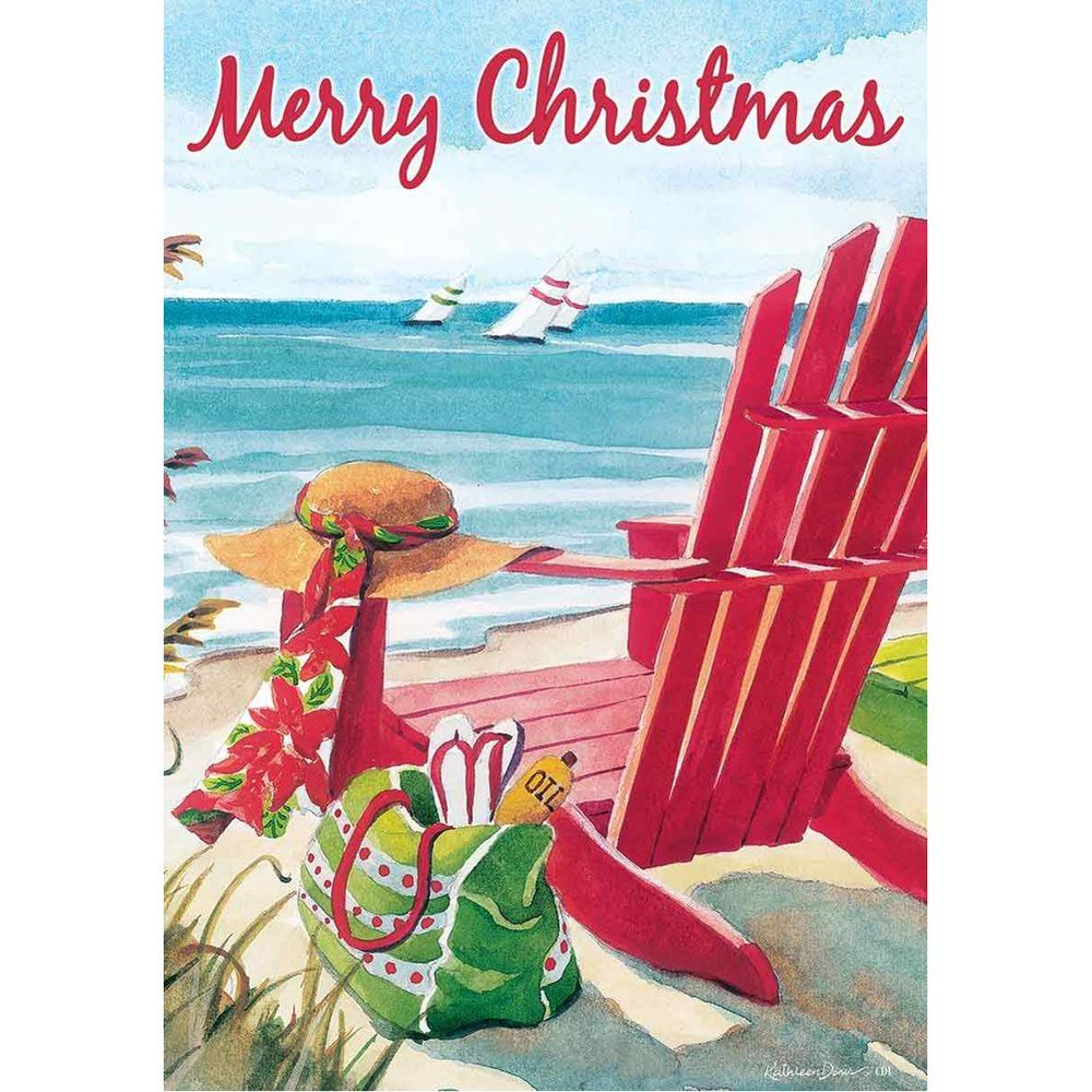 " Coastal Christmas " - Double Sided, Garden Size, 12 Inch X 18 Inch Decorative Flag