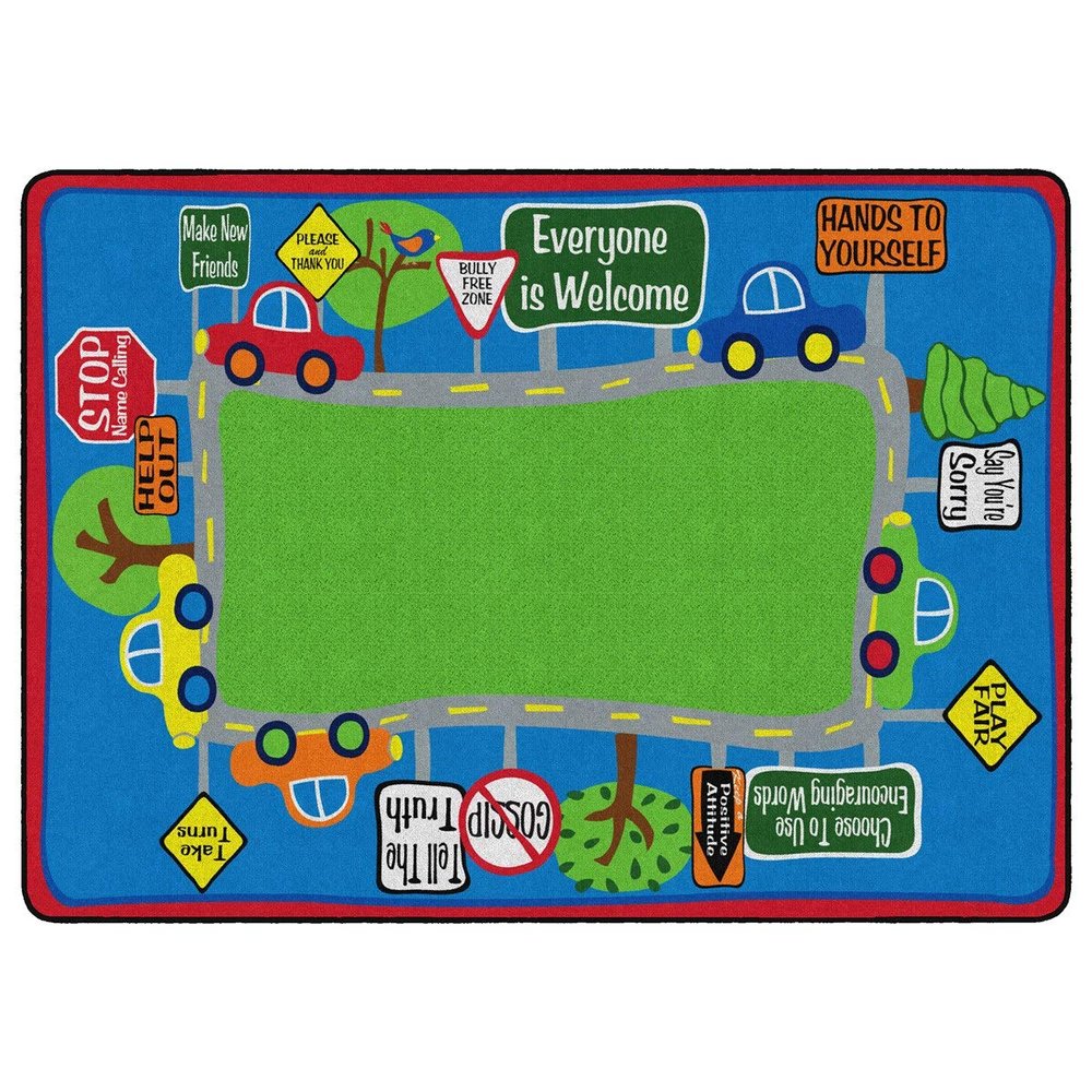 Flagship Carpets Friendly Street Educational Rug for Kids Playroom, Nursery Room Mat, Home Learning Area, and Classroom Carpet, 4' x 6', Multicolor