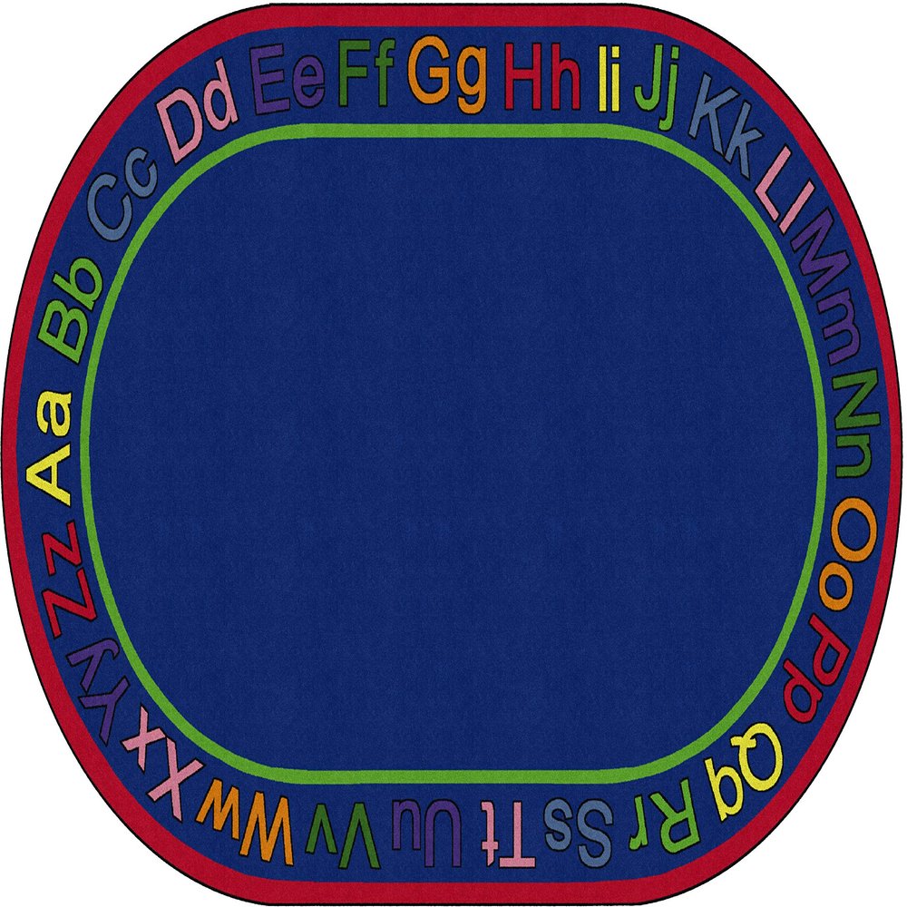 Flagship Carpets Know Your ABCs Educational Oval Rug for Home Learning Area or Classroom Mat, Kids Room or Playroom Carpet, 7'6" x 12', Blue/Multi