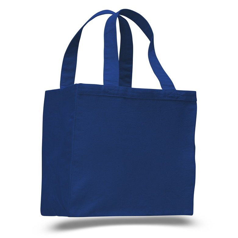 (12 Pack) Set of 12- Extra Heavy Duty Canvas Tote Bag with Gusset (Royal)