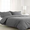 200 Thread Count 3 Piece King/Cal King Size Duvet Cover Set 100% Egyptian Cotton Premium Quality Solid Pattern Dark Gray view 1