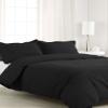200 Thread Count 3 Piece King Size Duvet Cover Set 100% Egyptian Cotton Premium Quality Solid Pattern Black view 1