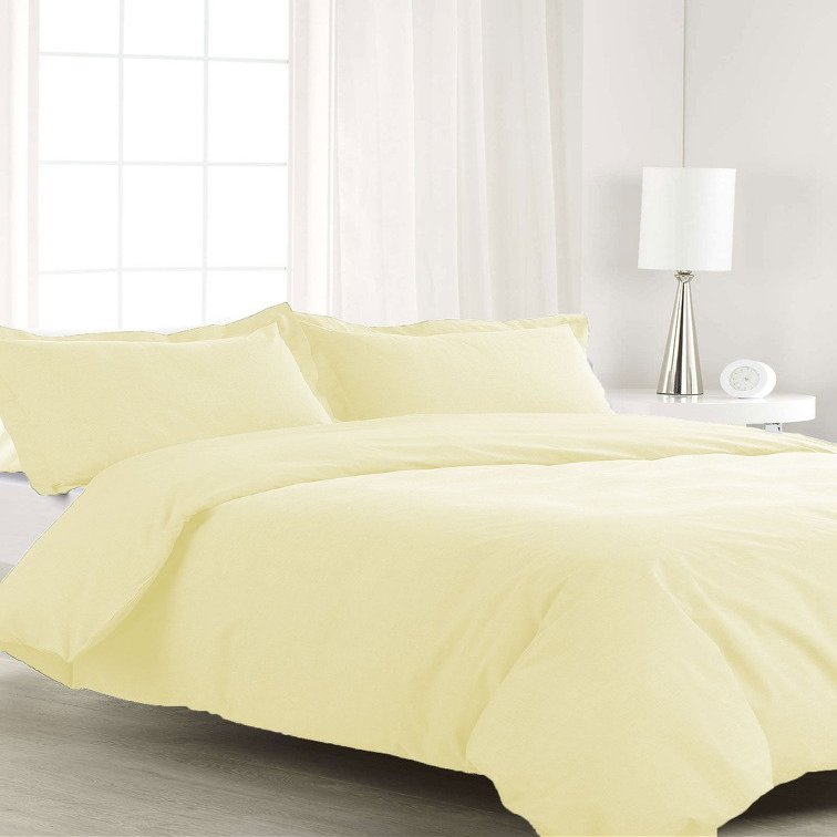 200 Thread Count 3 Piece King Size Duvet Cover Set 100% Egyptian Cotton Premium Quality Solid Pattern Ivory