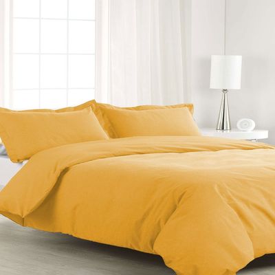200 Thread Count 3 Piece California King Size Duvet Cover Set 100% Egyptian Cotton Premium Quality Solid Pattern Gold