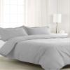 200 Thread Count 3 Piece California King Size Duvet Cover Set 100% Egyptian Cotton Premium Quality Solid Pattern Silver view 1