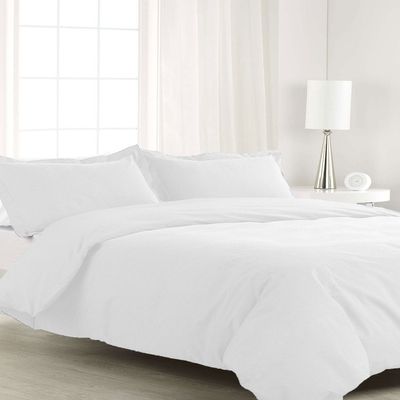 200 Thread Count 3 Piece California King Size Duvet Cover Set 100% Egyptian Cotton Premium Quality Solid Pattern White