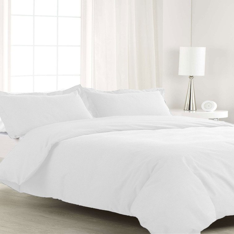 200 Thread Count 3 Piece California King Size Duvet Cover Set 100% Egyptian Cotton Premium Quality Solid Pattern White