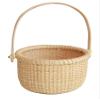 Teng Tian Classic Nantucket Round baskets with wood Knobs HandleWoven Basket Container Tote Cube Organizer Handwoven rattanStorage Fruit Basket view 1