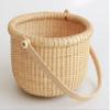 Teng Tian Classic Nantucket Round baskets with wood Knobs HandleWoven Basket Container Tote Cube Organizer Handwoven rattanStorage Fruit Basket view 3