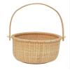 Teng Tian Classic Nantucket Round baskets with wood Knobs HandleWoven Basket Container Tote Cube Organizer Handwoven rattanStorage Fruit Basket view 1