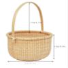 Teng Tian Classic Nantucket Round baskets with wood Knobs HandleWoven Basket Container Tote Cube Organizer Handwoven rattanStorage Fruit Basket view 2