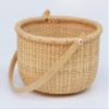Teng Tian Classic Nantucket Round baskets with wood Knobs HandleWoven Basket Container Tote Cube Organizer Handwoven rattanStorage Fruit Basket view 3