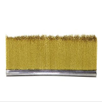 Tanis Brush MB706684 Metal Back Strip Brush with Heavy Duty 5/16" Stainless Steel Backing, 0.008" Diameter Brass Bristles, 7' Overall Length, 4" Trim Length