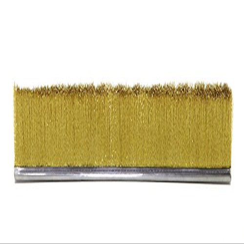 Tanis Brush MB706684 Metal Back Strip Brush with Heavy Duty 5/16" Stainless Steel Backing, 0.008" Diameter Brass Bristles, 7' Overall Length, 4" Trim Length