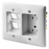 Bryant Electric RR1514W 2-Gang Recessed TV Connection Outlet Plate with 15 Amp 125V Tamper-Resistant Duplex Receptacle and One 4-Port Data Jack Opening, White view 2