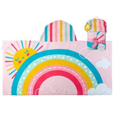 Stephen Joseph, Kids Hooded Beach Towel for Girls & Boys (3-8 Years), Toddler Poncho Bath Towel with Hood, Soft Absorbent Cotton, Large 46x 23.5, Rainbow