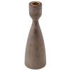 Karma, Acacia Wood Turned Candle Holder, Wooden Rounded Turned Candle Holders, Large Gray view 1