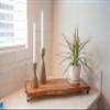 Karma, Acacia Wood Turned Candle Holder, Wooden Rounded Turned Candle Holders, Large Gray view 3