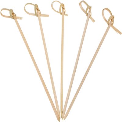 1000 Count | KingSeal Bamboo Wood Flower Knot Picks, Skewers, 4.5 Inches, Perfect for Cocktails and Appetizers, Bulk Pack - 10 Packs of 100