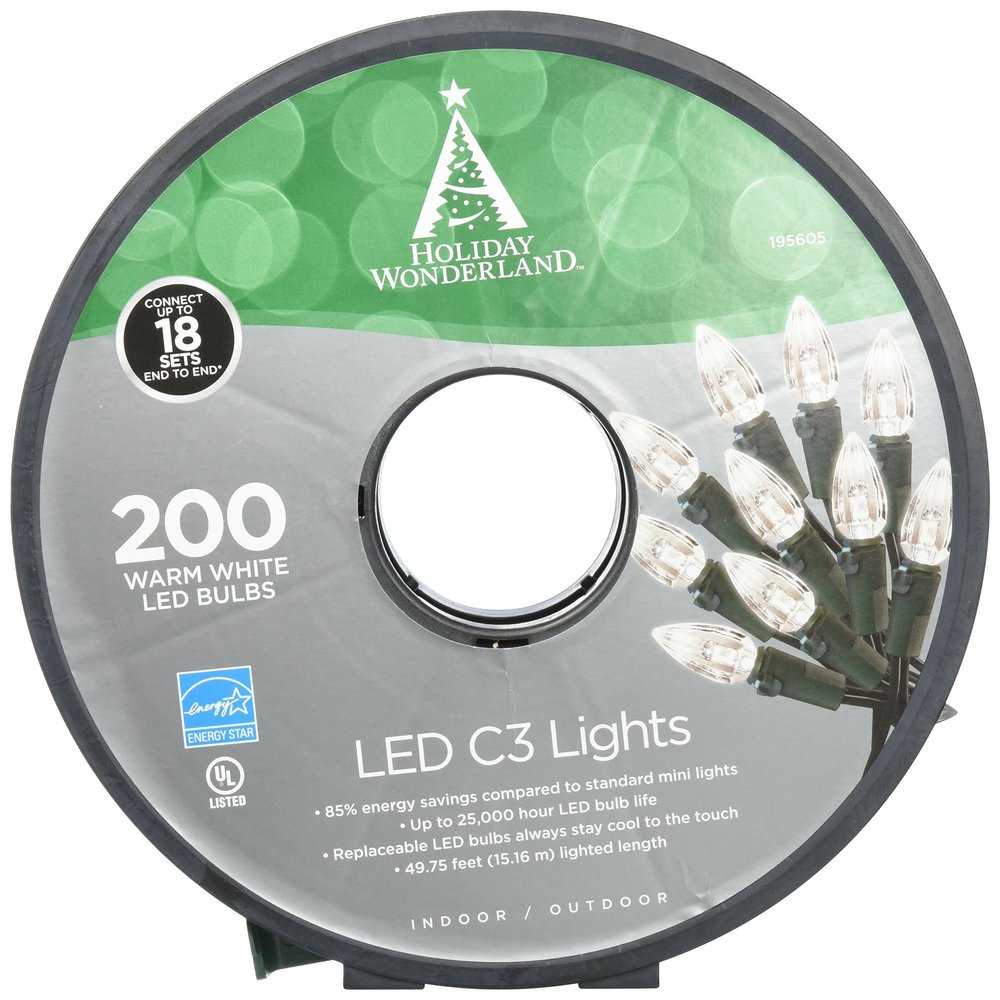 NOMA/INMLITEN-Import 47700-88A 200 Count, Warm White, C3, LED Light Set, Green Wire