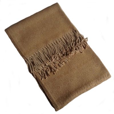 Alpakaandmore, Blanket Alpaca Wool 67 X 51.20 (170 X 130 Cm), Geometric Designs (Brown)
