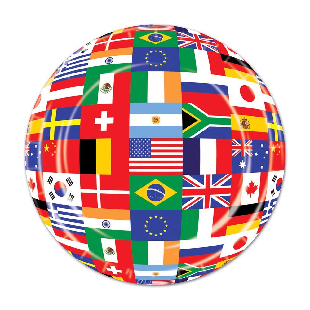 Beistle 9" International Flag Party Tableware Plates - 12 Pack(8/Pkg)