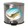 1.3 Gallon Round Stainless Steel Step Trash Can Waste Basket Featuring Your Choice of a Novelty Themed Logo! (Trout) view 1