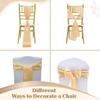 MDS Satin Chair Sashes, 125 Pack, 7x108 Each, Decorative Chair Bows Ribbon Tie Backs for Wedding Party, Holiday Dinner, Birthday, Reception, Banquet, Hotel & Event Decoration - Champagne view 4