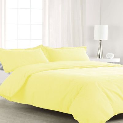 270 Thread Count 5 Piece Twin Size Duvet Cover Set with Extra Pillow Shams 100% Egyptian Cotton Premium Quality Solid Pattern Butter