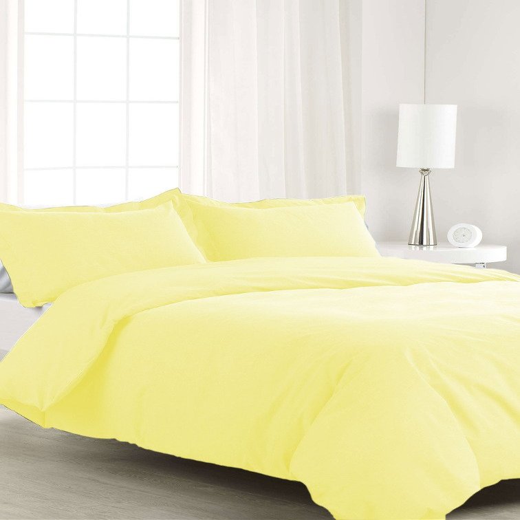 270 Thread Count 5 Piece Twin Size Duvet Cover Set with Extra Pillow Shams 100% Egyptian Cotton Premium Quality Solid Pattern Butter
