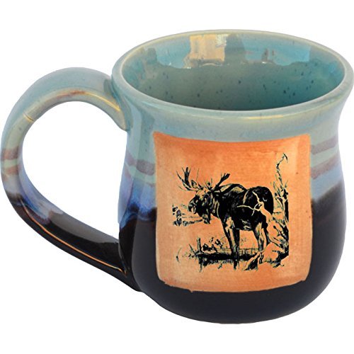 ALWAYS AZUL POTTERY Moose 1 Mug in Mountain Waves - Handmade Ceramic Coffee Mug - Stylish and Unique Handcrafted Artistic Drinkware - Polished Clay Cups, Great for Coffee, Tea, and Art Lovers