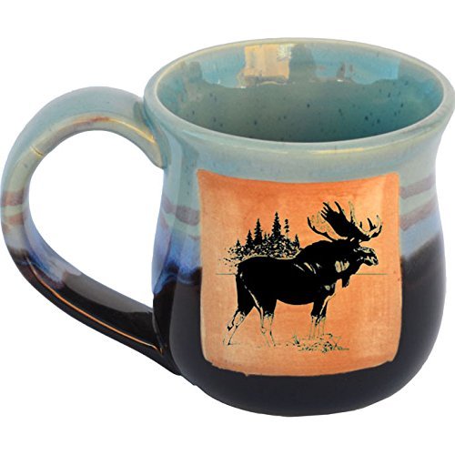 ALWAYS AZUL POTTERY Moose 3 Mug in Mountain Waves - Handmade Ceramic Coffee Mug - Stylish and Unique Handcrafted Artistic Drinkware - Polished Clay Cups, Great for Coffee, Tea, and Art Lovers