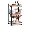Black Microwave Cart With Two Shelves & Wheels view 1