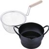 Wahei Freiz SM-9548 Cookware Set, Deep Frying, Oil Slicer, Tempura Pot, 7.1 inches (18 cm) & Wooden Handle Fryer Set, Saishokuan, Induction Compatible, Iron view 1