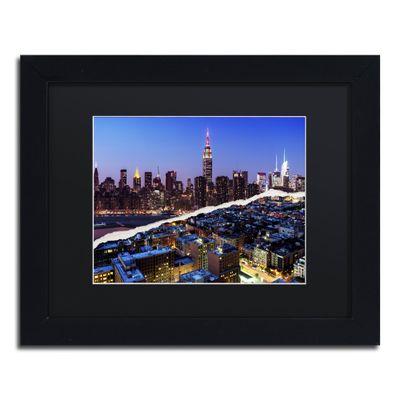 Trademark Fine Art Downtown City at Night by Philippe Hugonnard Artwork, 11 by 14", Black Matte Frame